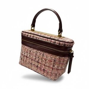 Ted Baker London Boucle Tweed Vanity Top Handle Bag Burgundy Pink Crossbody NEW